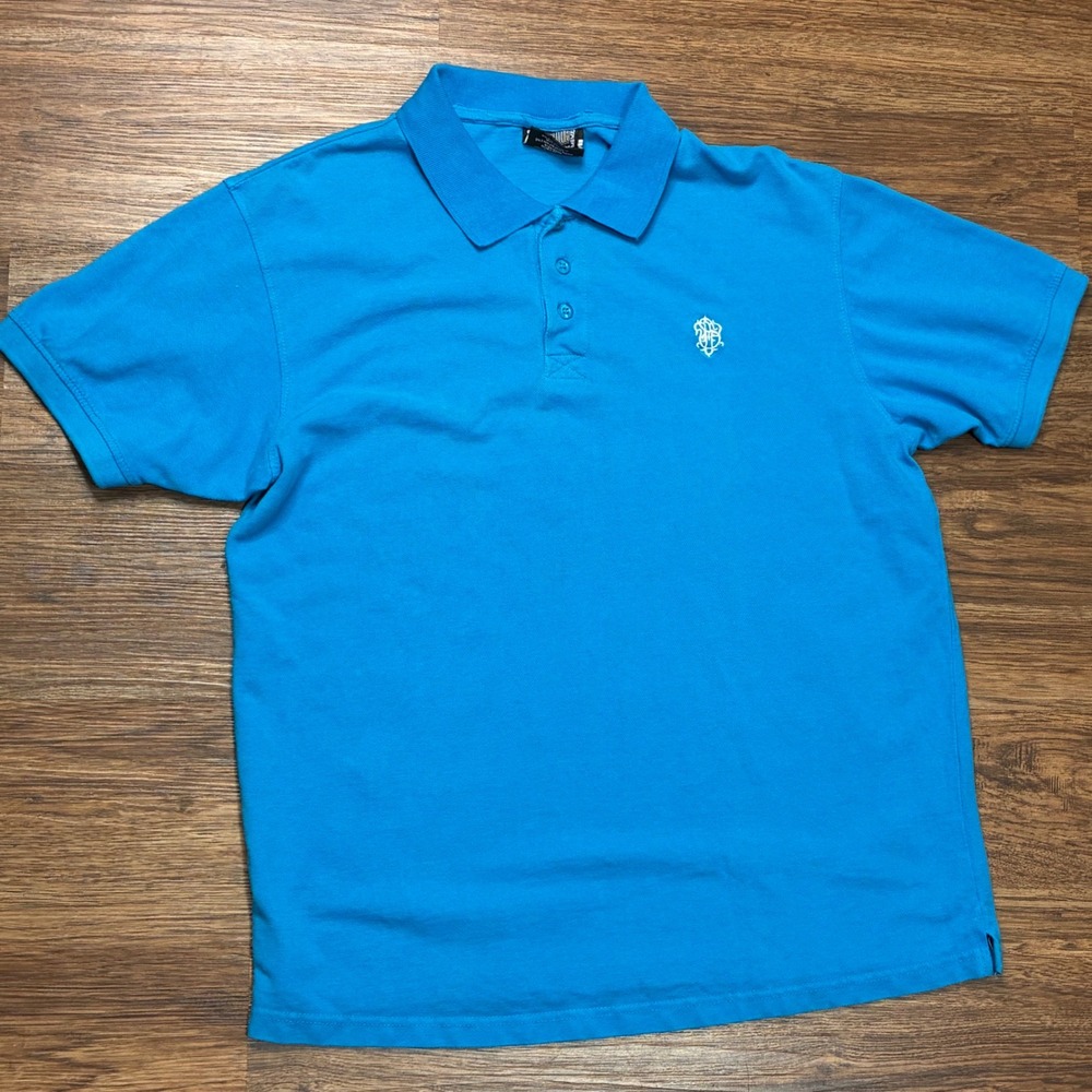 Y2K Southpole Polo Shirt Mens XXL Blue Short Sleeve Embroidered Logo Pique
